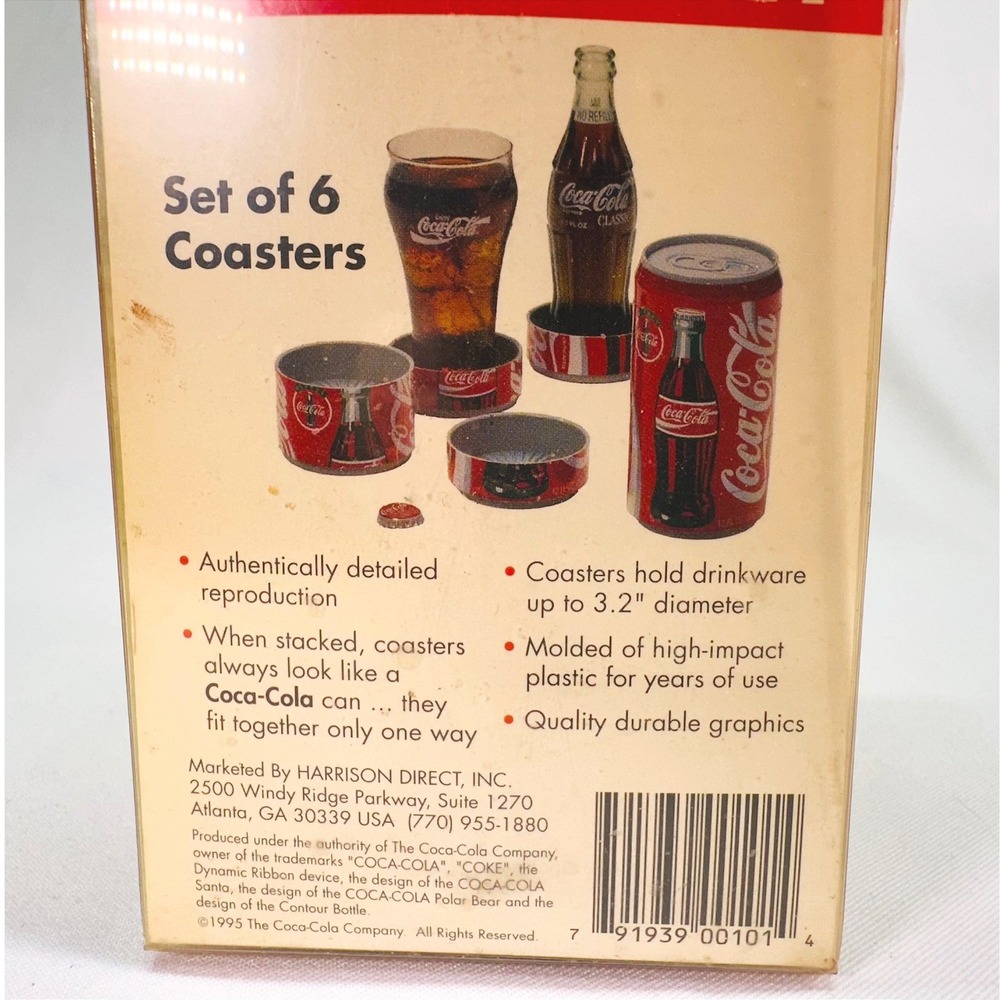Vintage 1995 Coca-Cola Puzzle Can Coaster Set Stackable 6 Piece Coke Classic Can - Picture 5 of 13